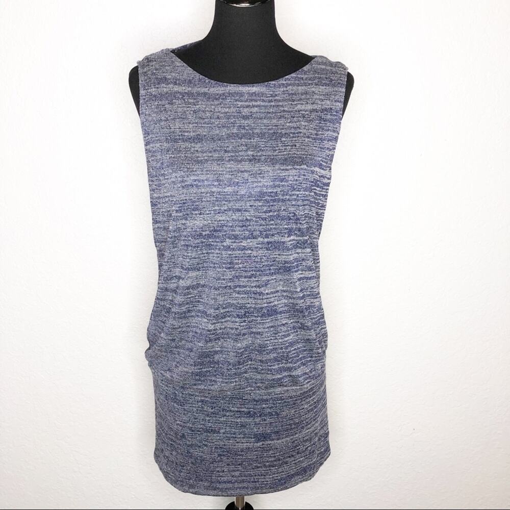 WHBM navy blue gray marled open cowl back sleeveless tunic dress size Medium